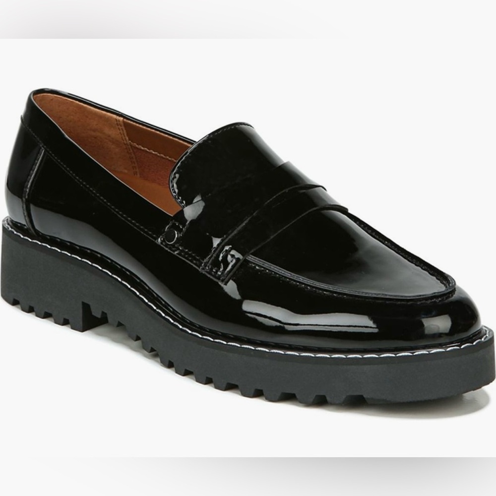 Franco Sarto Black Patent Leather Loafers
